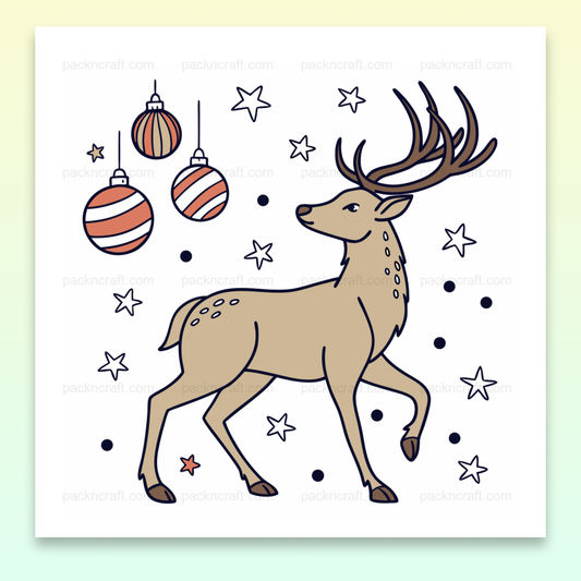 Illustration de renne gracieux en style doodle pour Noël, idéal pour déco DIY.