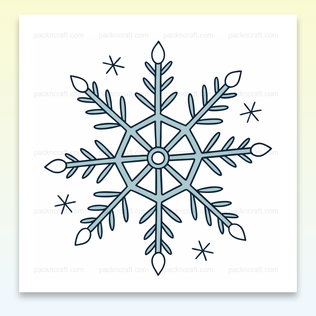 Illustration de flocon hivernal en style doodle, usage décoratif, fichier SVG