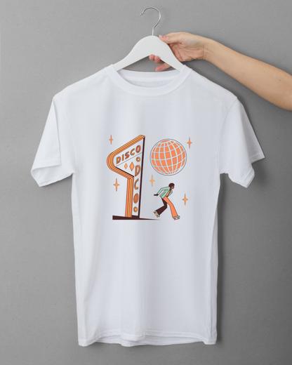 T-shirt personnalisé au style rétro disco lumineux.