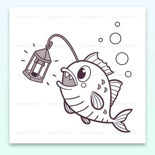Illustration minimaliste d'un poisson lanternier joyeux pour usage décoratif, éducatif ou DIY