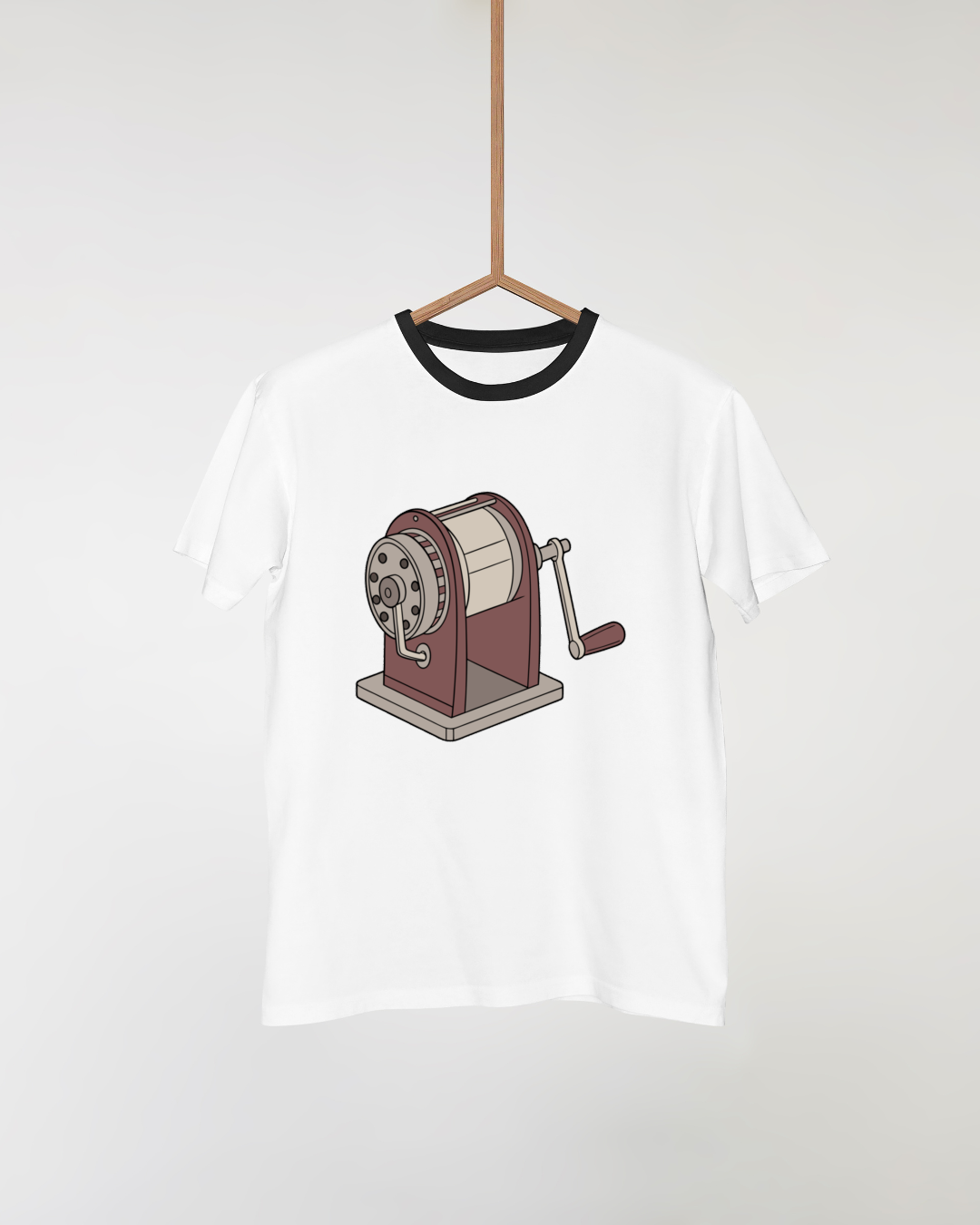 T-shirt affichant un moulin à manivelle vintage au style rétro