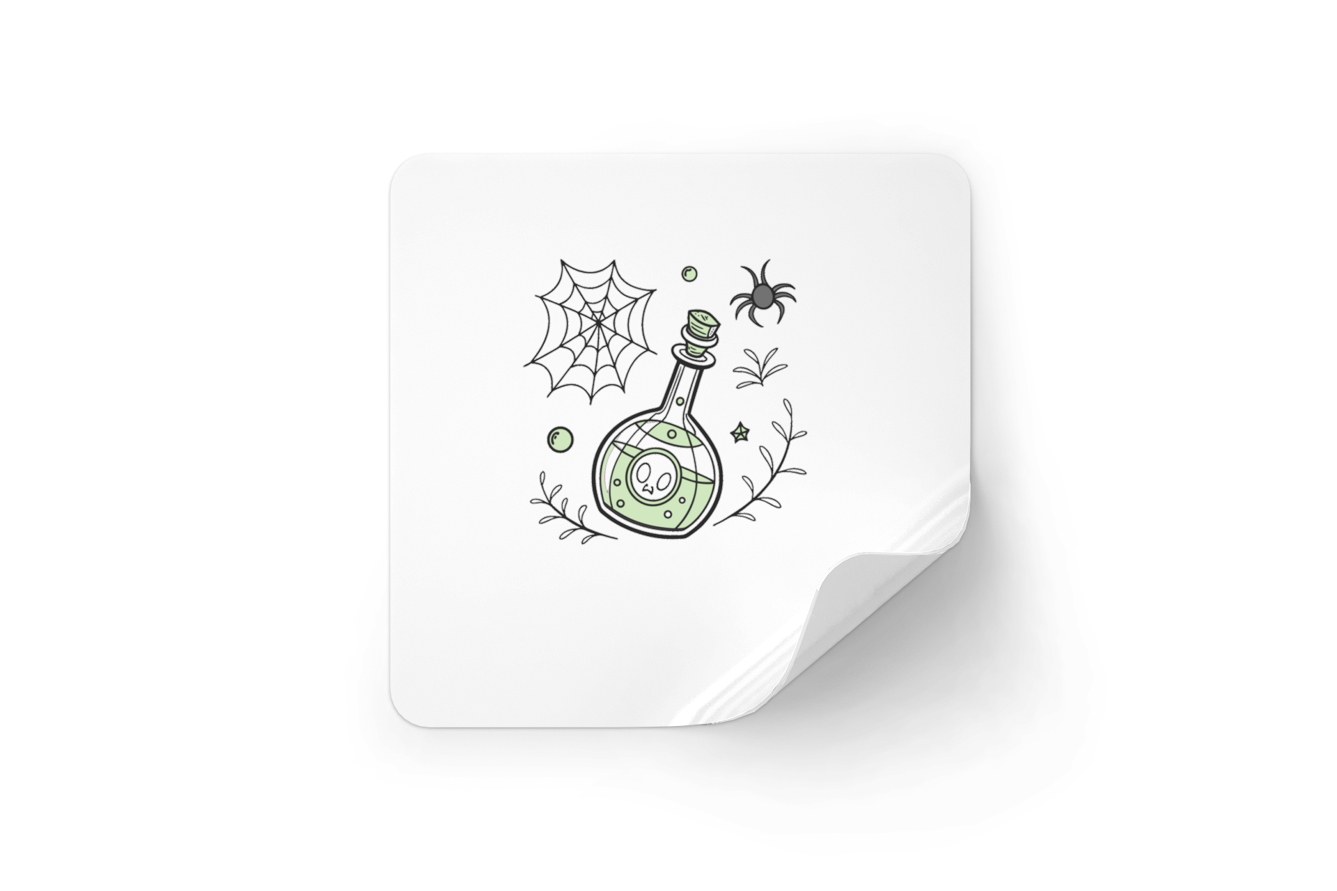 Sticker sur le thème Halloween avec icône mystique et potion magique bouillonnante