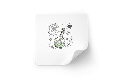 Sticker sur le thème Halloween avec icône mystique et potion magique bouillonnante