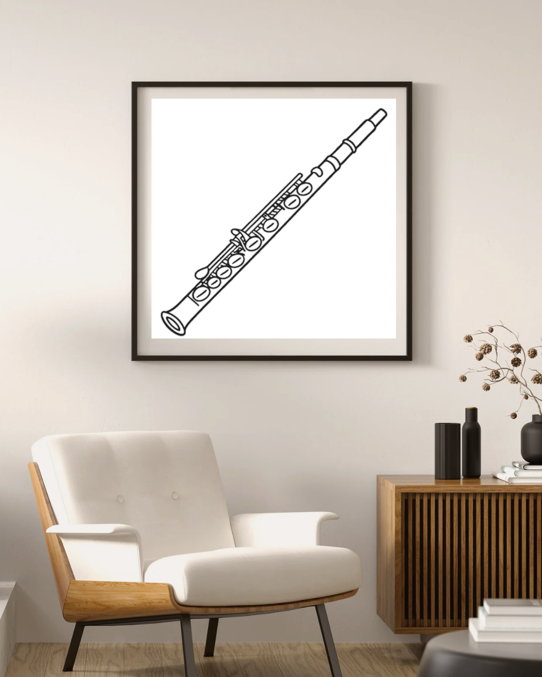 Cadre avec motif musical délicat offrant une touche mélodique et artistique pour déco