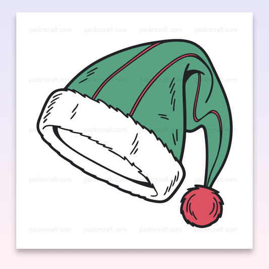 Chapeau de Noël enjoué en style dessin, idéal pour décorations de fêtes.