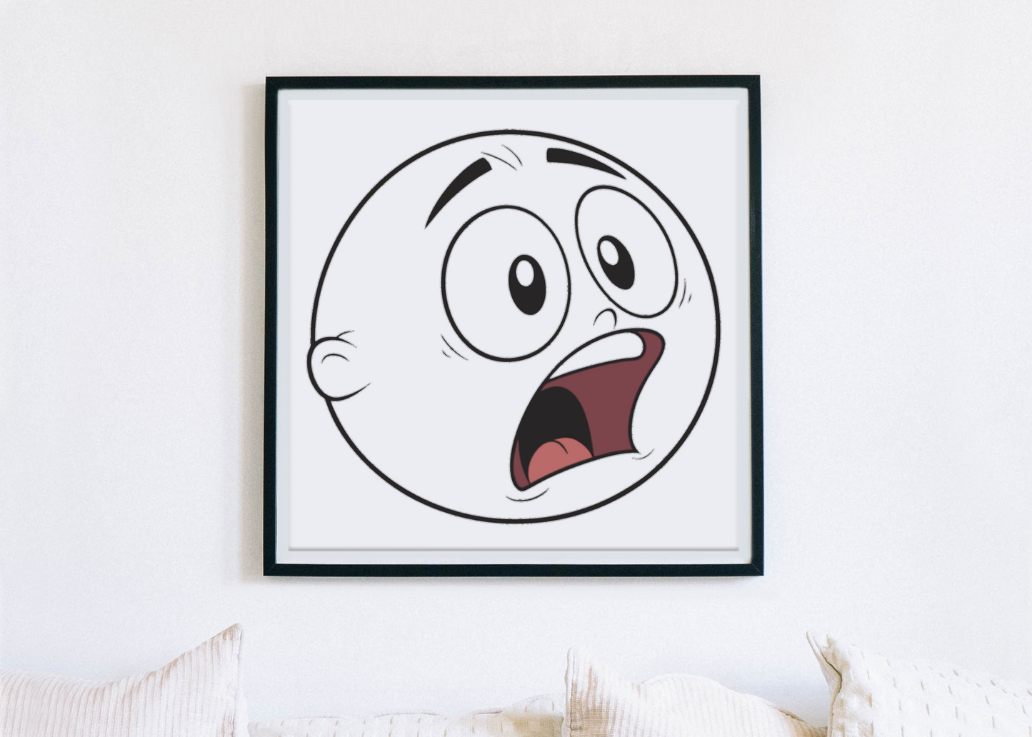 Cadre avec un visage surpris doodle style arty capturant l'émotion graphique