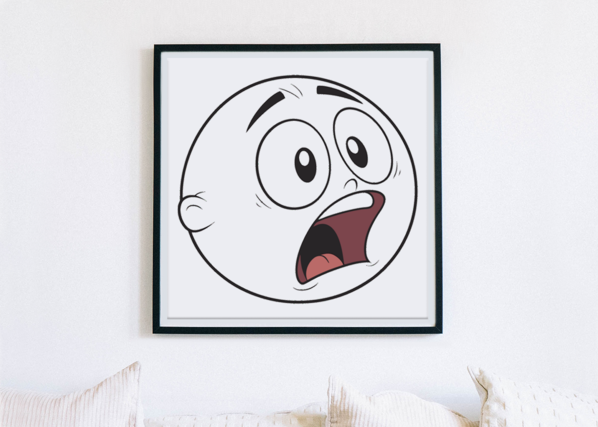 Cadre avec un visage surpris doodle style arty capturant l'émotion graphique