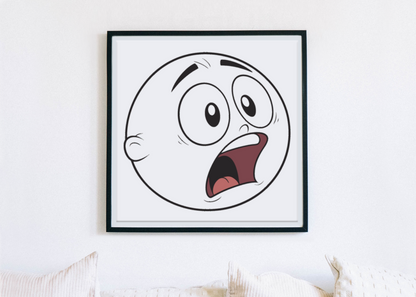 Cadre avec un visage surpris doodle style arty capturant l'émotion graphique