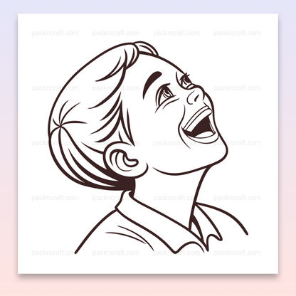 Illustration d'un enfant riant, style vintage, utilisable pour déco ou éducation