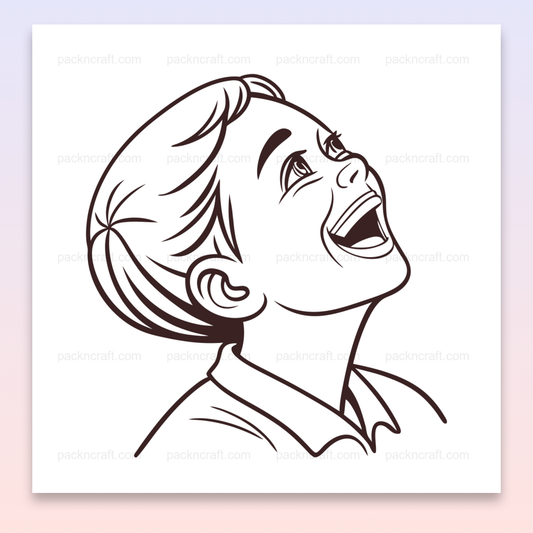 Illustration d'un enfant riant, style vintage, utilisable pour déco ou éducation