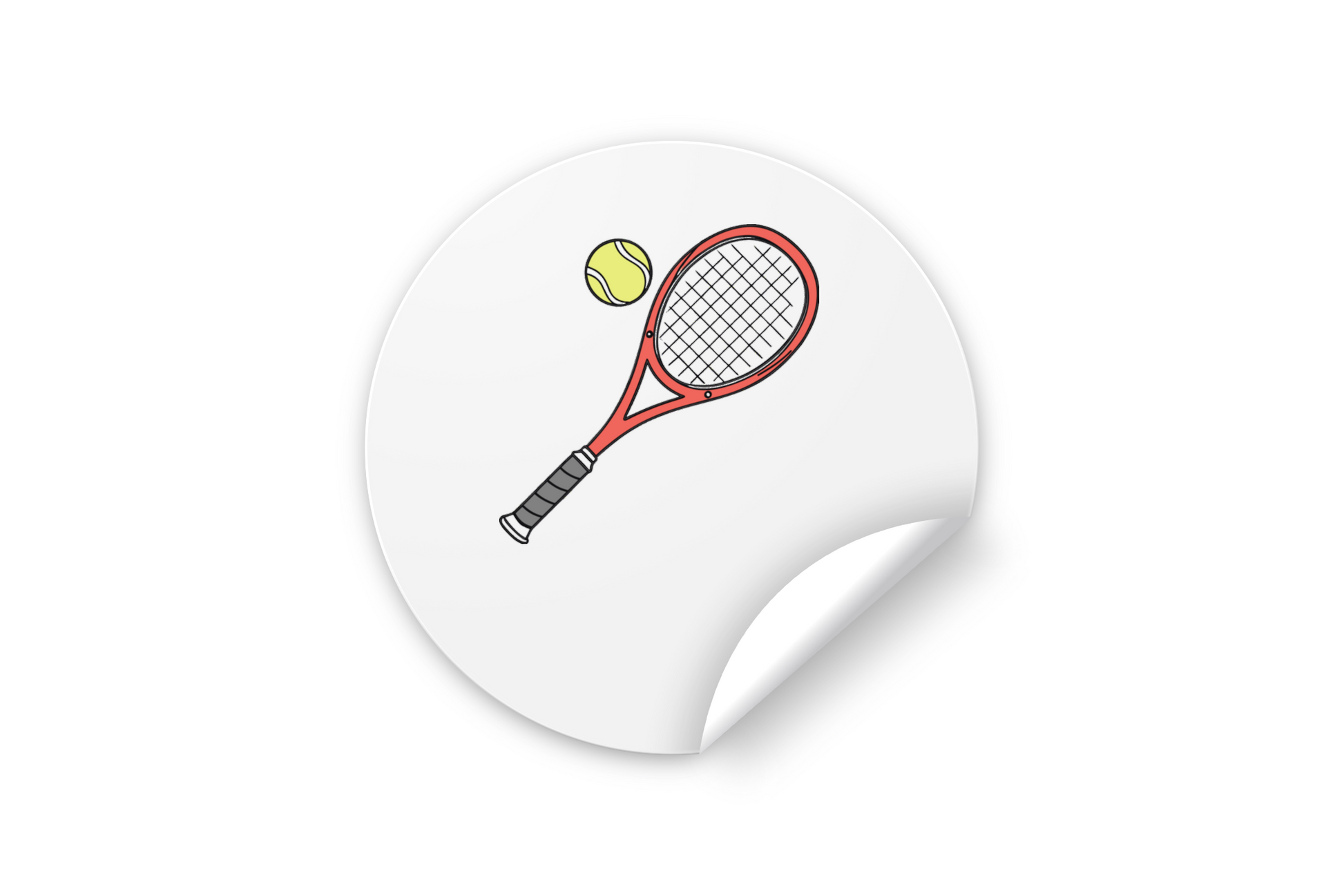Sticker dynamique avec raquette de tennis en action sur fond énergique