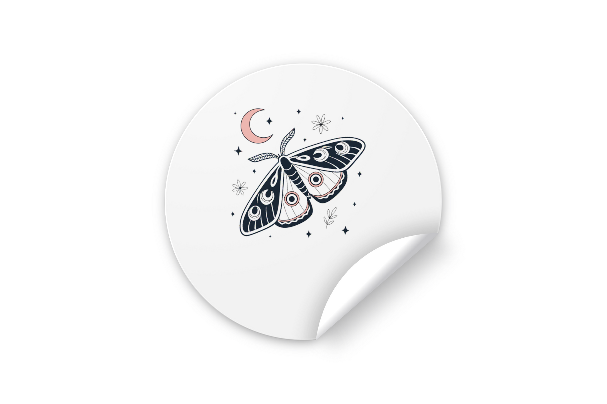 Sticker stylé avec papillon de nuit mystique dans un thème céleste élégant et enchanteur