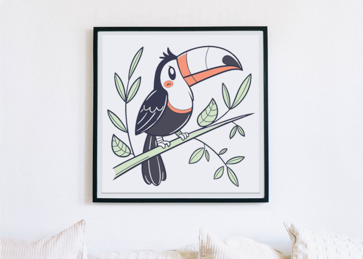 Cadre chic, toucan coloré explorant la jungle avec une touche exotique
