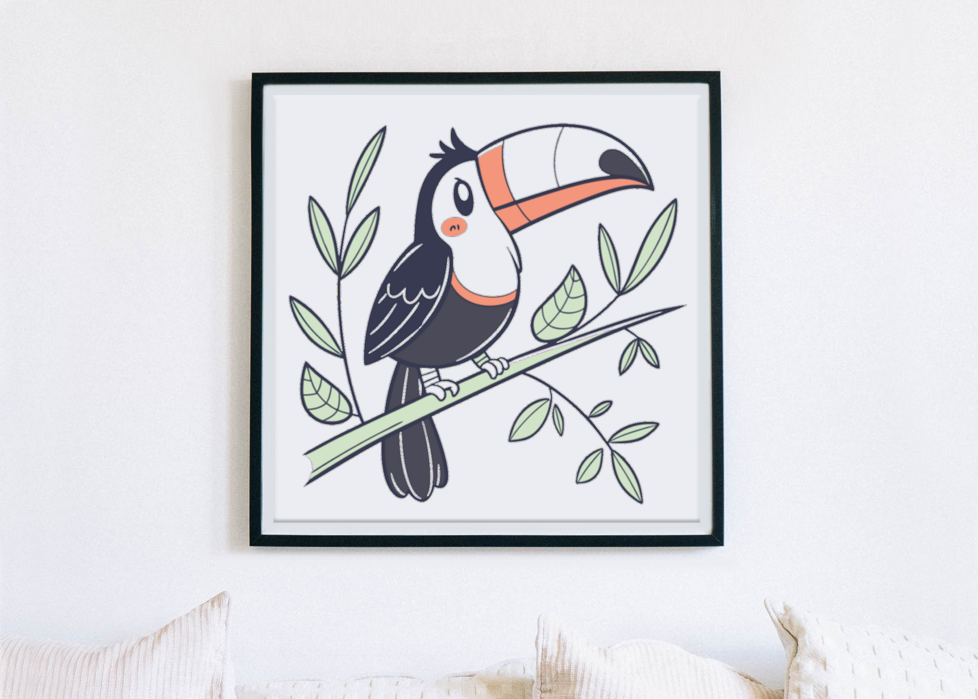 Cadre chic, toucan coloré explorant la jungle avec une touche exotique