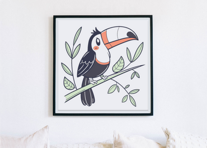 Cadre chic, toucan coloré explorant la jungle avec une touche exotique