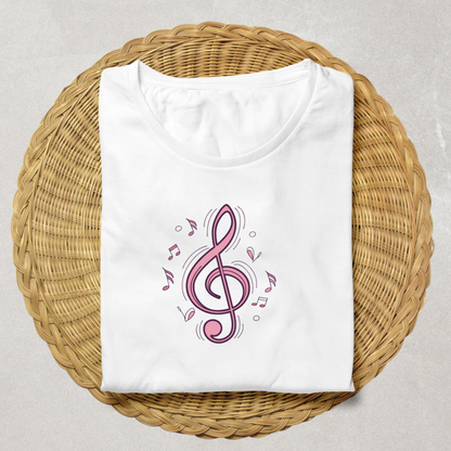 T-shirt avec motif clé de sol dansante ambiance musicale style doodle ludique