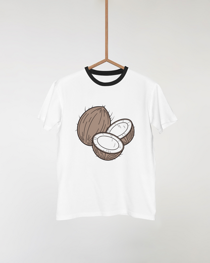 T-shirt avec icône doodle de gourmandise tropicale style coco fendu