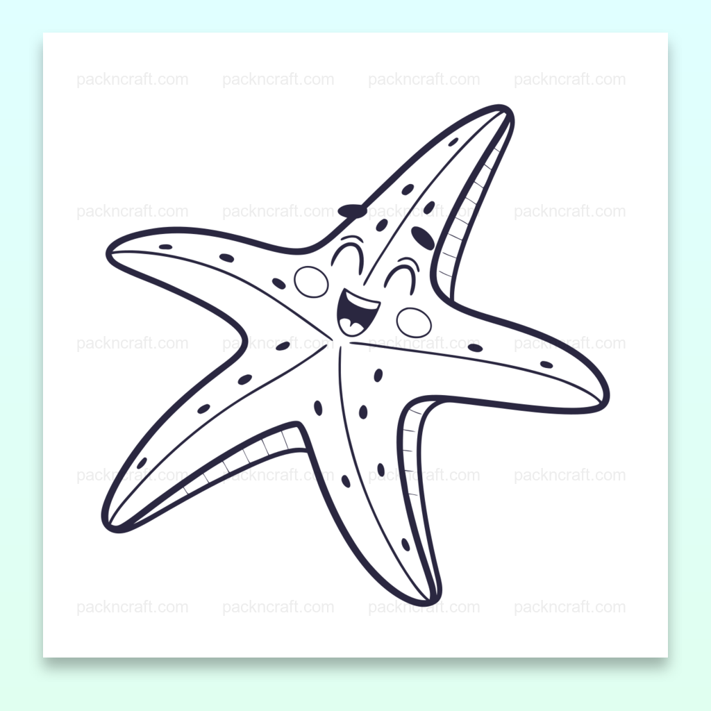 Illustration d'une étoile de mer joyeuse, idéale pour décoration marine.