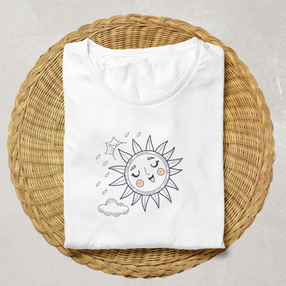 T-shirt avec soleil minimaliste apportant une touche de douceur printanière