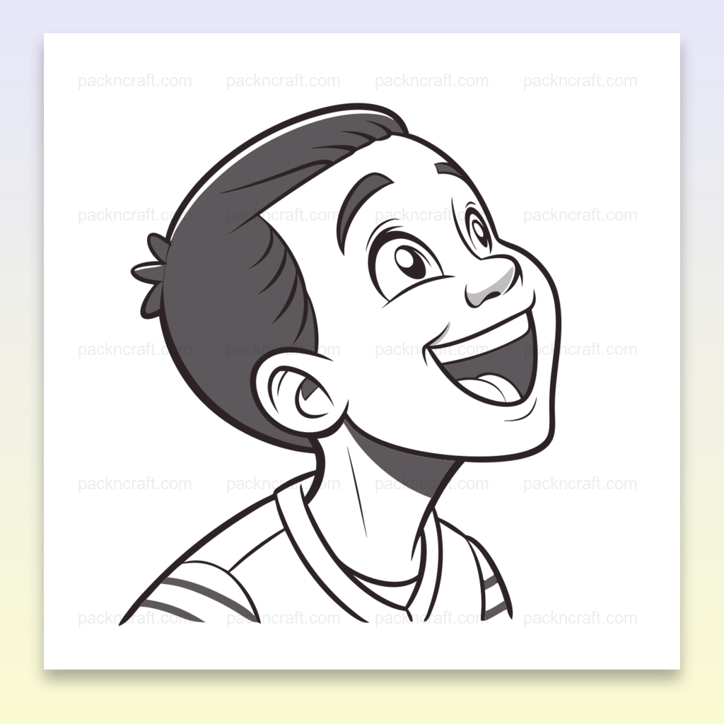 Illustration de garçon heureux en style ligne claire, usage éducatif et créatif