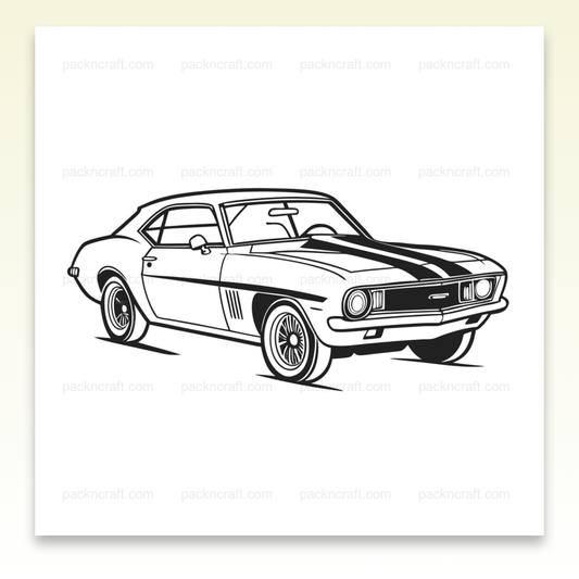 Illustration vectorielle de la Chevrolet Camaro 1969 pour projets vintage., Camaro 1969 sur mug, affiche nostalgique parfaite pour les amateurs d'autos., Cadre Camaro 1969, art rétro pour un intérieur élégant., Motif Camaro 1969 sur t-shirt, idéal pour look vintage chic., Sticker Camaro 1969, ajout unique à votre collection auto.