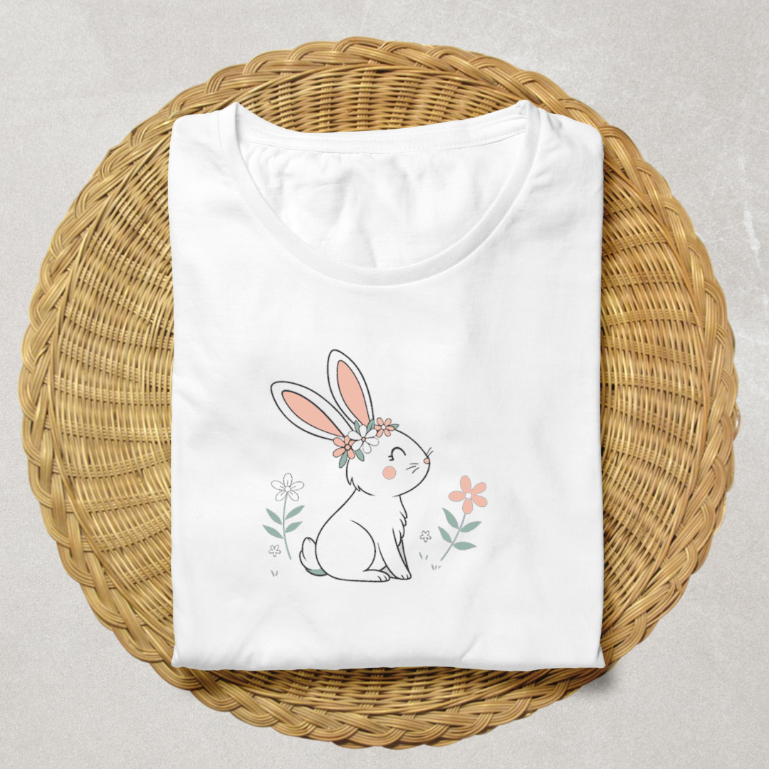 T-shirt avec design de lapin pastel au style bucolique printanier