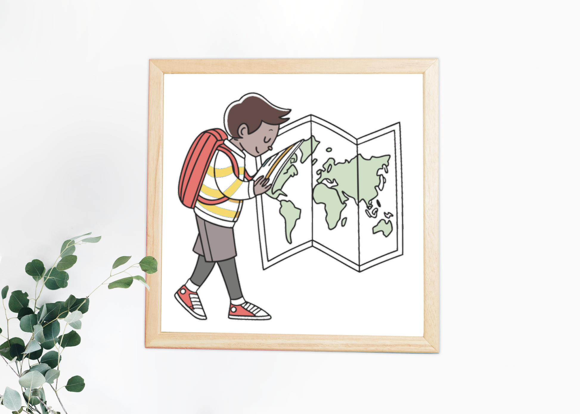 Cadre affichant un design numérique minimaliste écolier en quête d'aventure éducative