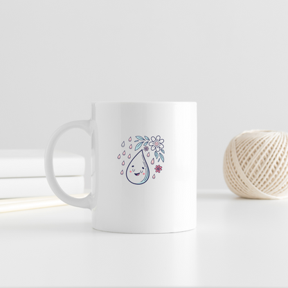Mug avec une goutte joyeuse pastel sous la pluie, ambiance printemps en fleurs