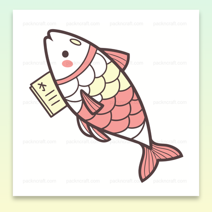 Illustration d'un poisson tenant un courrier, usage décoratif ou éducatif