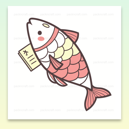 Illustration d'un poisson tenant un courrier, usage décoratif ou éducatif