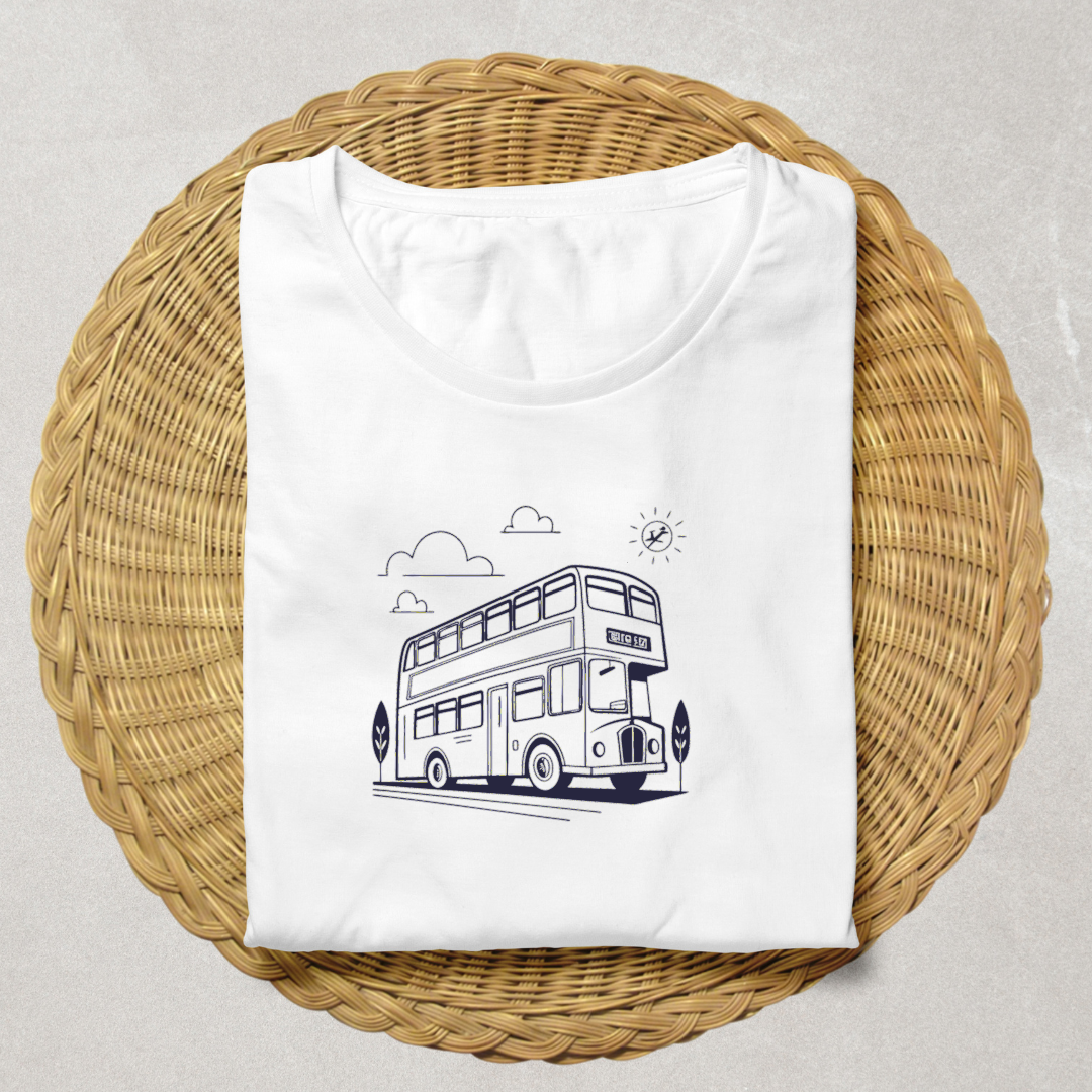 T-shirt avec un bus vintage en monochrome style voyage rétro