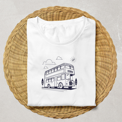 T-shirt avec un bus vintage en monochrome style voyage rétro