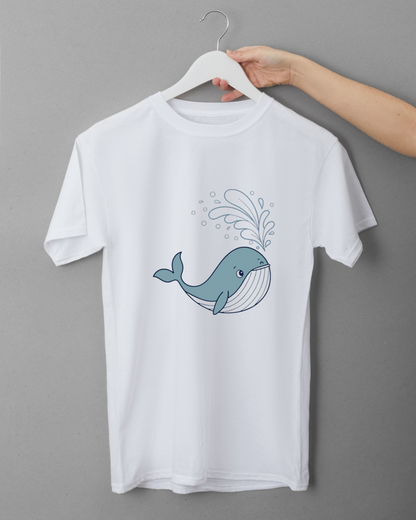 T-shirt avec dessin de baleine joyeuse dans un style doodle marin ravissant