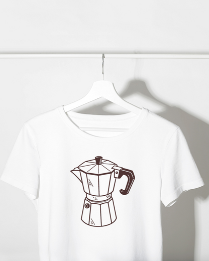 T-shirt au design unique avec cafetière vintage style doodleしゃれ