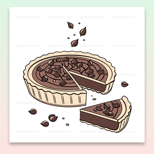 Illustration d'une tarte au chocolat et noisettes en fichier numérique SVG