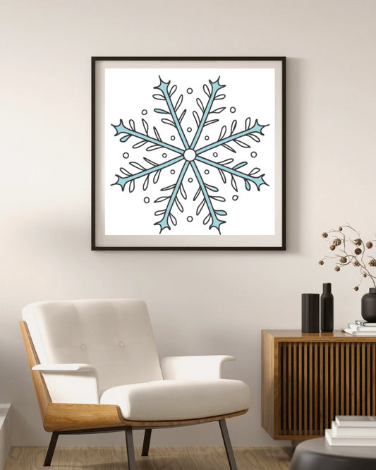 Cadre artistique avec flocon de neige orné d'un design hivernal magique