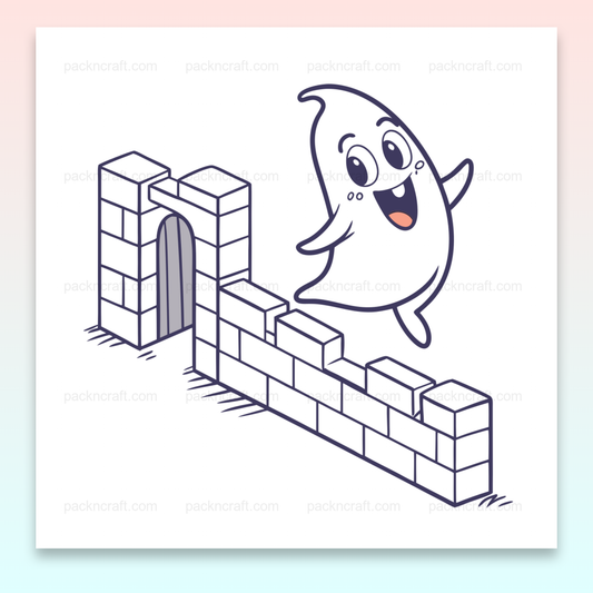 Illustration joyeuse d'un fantôme sautant pour projet créatif et DIY