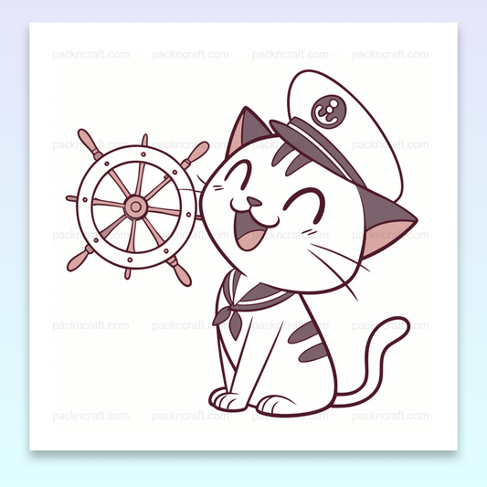 Illustration de chat marin heureux en vecteur, idéal pour projets nautiques