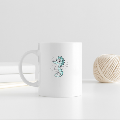 Mug avec hippocampe en style vectoriel décoratif et thème marin