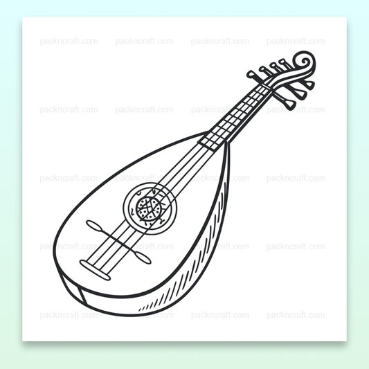 Illustration de luth en style doodle, parfaite pour projets artistiques et DIY.