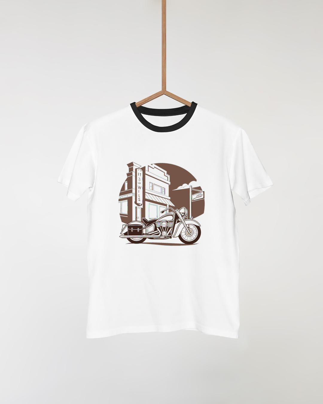 Illustration moto rétro sur t-shirt, design urbain