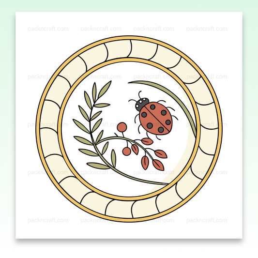 Illustration vectorielle d'une coccinelle sur une branche florale, idéale pour projets créatifs.
