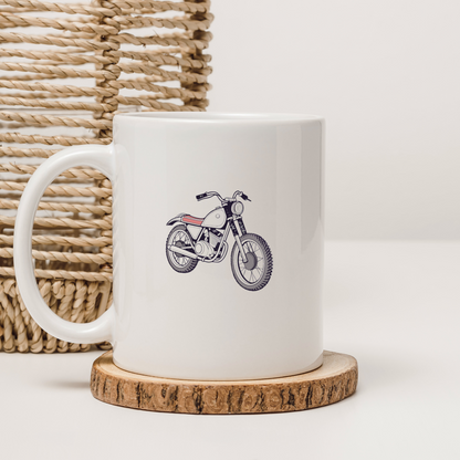 Mug personnalisé avec la moto classique Bultaco Sherpa des années 70.