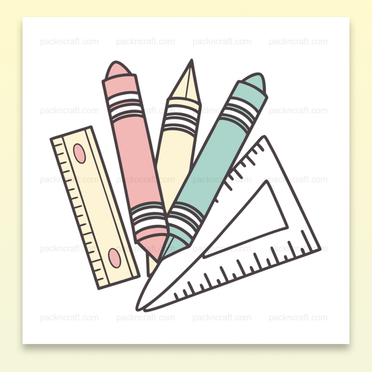 Illustration de stylos colorés et règles, parfait pour l'éducation et la papeterie créative