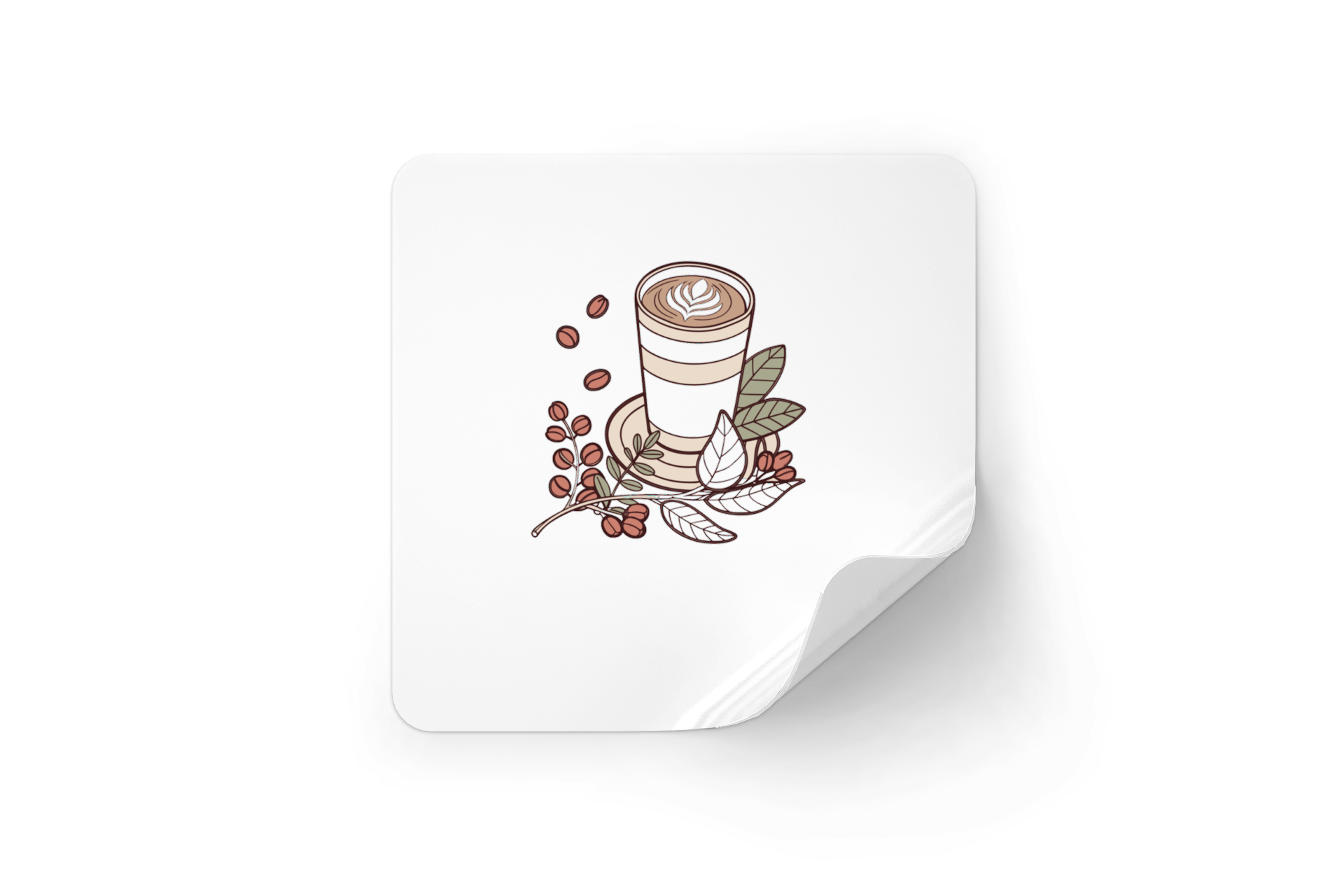 Sticker coloré avec une icône latte artistique dans un style vectoriel pastel