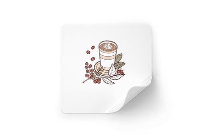 Sticker coloré avec une icône latte artistique dans un style vectoriel pastel