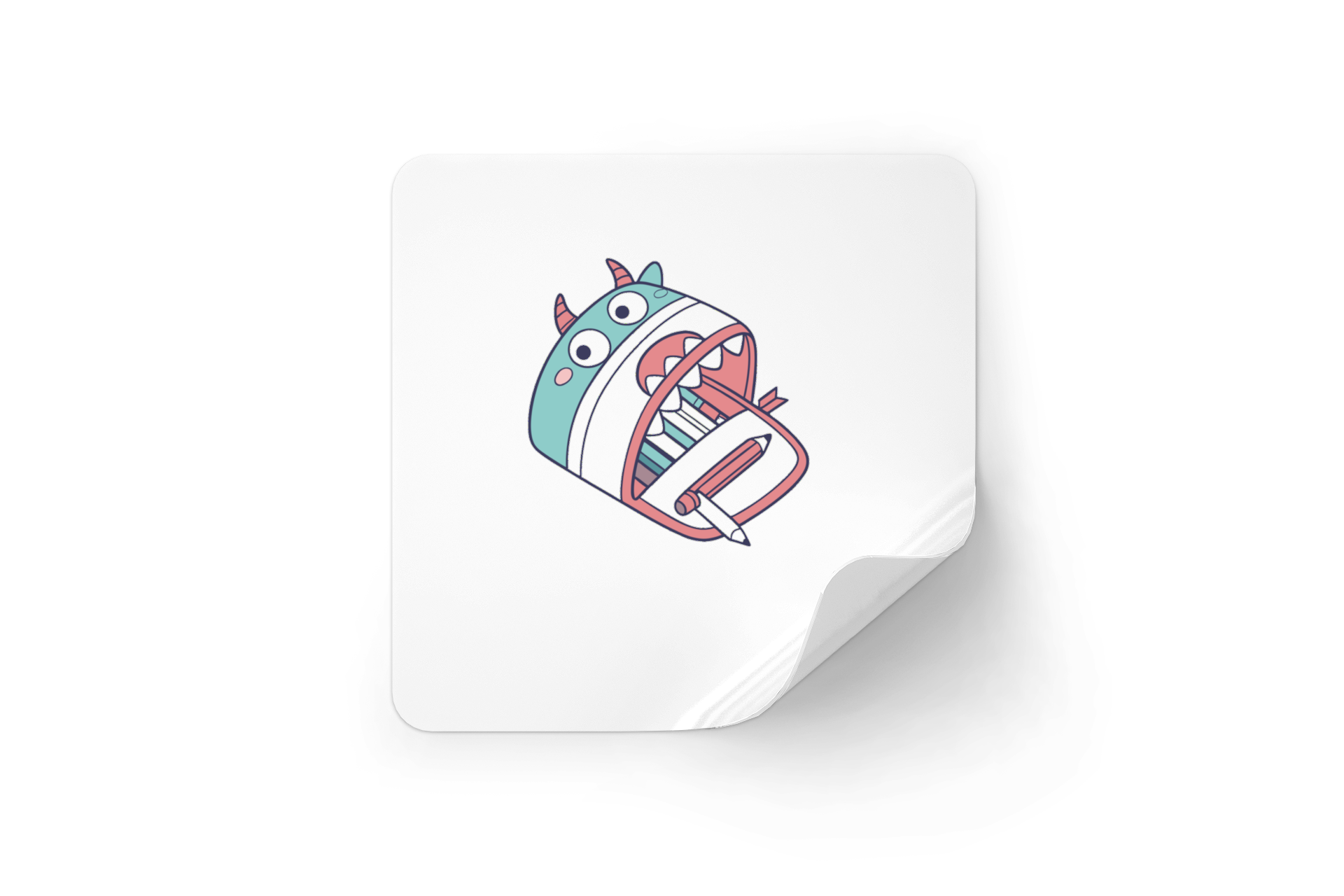 Sticker représentant un monstre coloré au design amusant pour personnalisation scolaire
