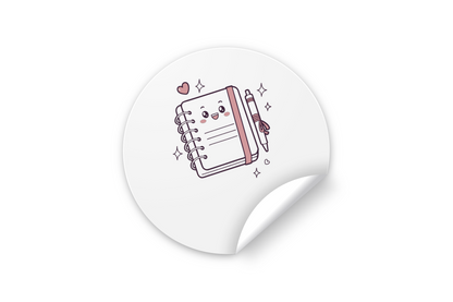 Sticker coloré école avec cahier au style pastel et élément graphique joyeux