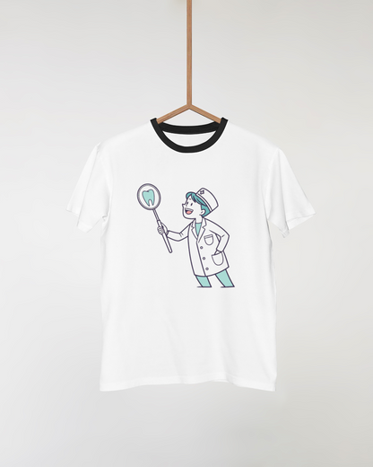 Dentiste joyeux avec modèle de dent | SVG Vintage