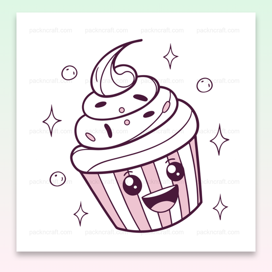 Illustration de cupcake joyeux, style dessin vectoriel pour projets créatifs et gourmands